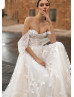 Beaded Sweetheart Neck Ivory Lace Tulle Corset Back Wedding Dress